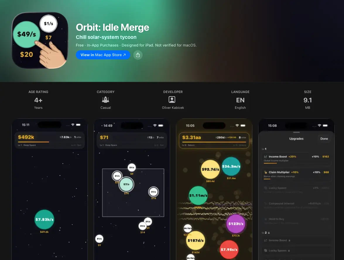 Screenshot from Orbit: Idle Merge